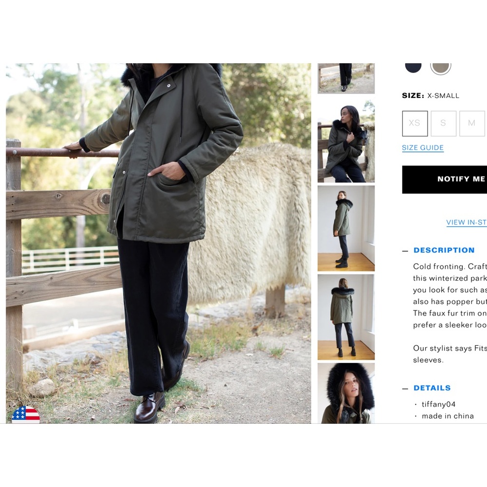 Velvet by Graham and Spencer green coat with faux-fur